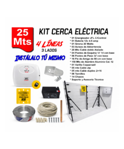 Kit Cerca Eléctrica Eléctrica Perimetral hasta 25 Metros x 4 líneas (Material Y Asesoría)