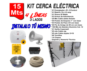 Kit Cerca Eléctrica Perimetral (hasta 15 Metros x 4 Líneas) (instálalo Tú Mismo)