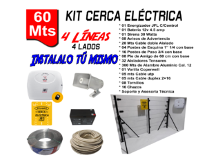 Kit Cerca Eléctrica Perimetral 60 Mts X 4 Líneas