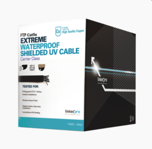 Bobina de cable de 305 m, Cat5e, para intemperie, sin blindar, color blanco, UL, para aplicaciones en CCTV, redes de datos.