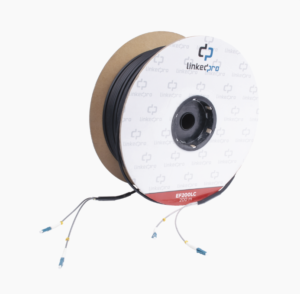 Carrete de Fibra Óptica Monomodo con conectores LC-LC Duplex, Reforzada con Kevlar, de 200 metros