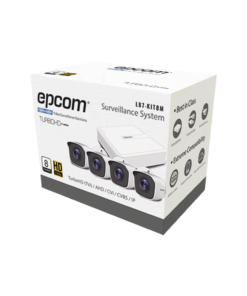 Sistema Completo de 4 Cámaras Bala TURBOHD 720p / DVR 8 Canales / P2P / 4 juegos de cable de 18mts