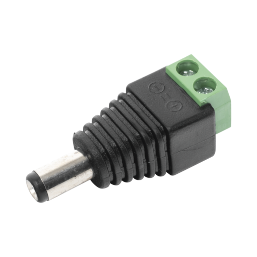 12 Vdc Polarized 3.5 mm Jack Male Adapter / Screw Terminals / Polarized (+/-) / Ideal for Video Surveillance Cameras. 1 12 Vdc Polarized 3.5 mm Jack Male Adapter / Screw Terminals / Polarized (+/-) / Ideal for Video Surveillance Cameras.