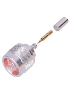 Conector N Macho de Anillo Plegable para Cable RG-58/U, Plata/ Oro/ Teflón.