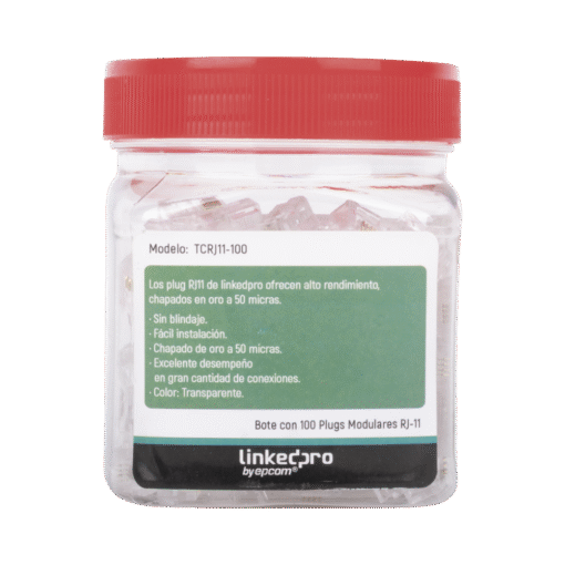 Bote con 100 piezas de plug modular tipo RJ11 de 4 contactos chapado de oro a 50 micras 4 Bote con 100 piezas de plug modular tipo RJ11 de 4 contactos chapado de oro a 50 micras - Imagen 4