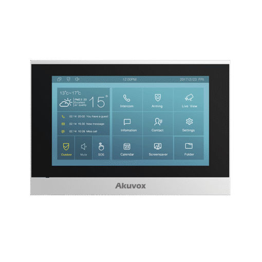 Monitor interior IP PoE de 7" con pantalla táctil y 8 entradas de alarma para sensores cableados, compatible con videoporteros IP Akuvox 1 Monitor interior IP PoE de 7" con pantalla táctil y 8 entradas de alarma para sensores cableados, compatible con videoporteros IP Akuvox