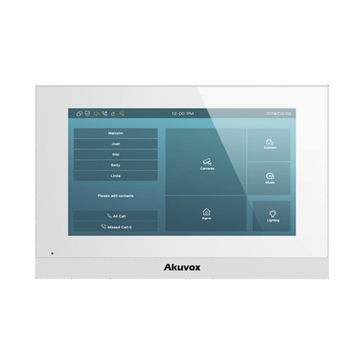 Monitor interior IP WiFi PoE de 7" con pantalla táctil y 8 entradas de alarma para sensores cableados, compatible con videoporteros IP Akuvox 1 Monitor interior IP WiFi PoE de 7" con pantalla táctil y 8 entradas de alarma para sensores cableados, compatible con videoporteros IP Akuvox