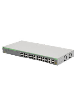 Alternative view of WebSmart Switch, 24 puertos PoE+ 10/100 Mbps + 2 puertos 10/100/1000 Mbps + 2 SFP Gigabit Combo, 193 W