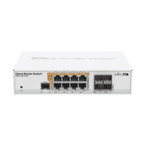 Cloud Router Switch administrable L3 con 8 puertos 10/100/1000 Mbps (con PoE pasivo o 802.3af/at) y 4 puertos SFP. 1 Cloud Router Switch administrable L3 con 8 puertos 10/100/1000 Mbps (con PoE pasivo o 802.3af/at) y 4 puertos SFP.