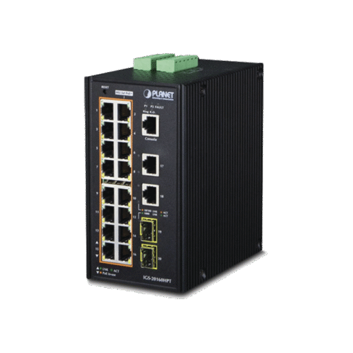 Switch Industrial Administrable 16 puertos 10/100/1000 T 802.3at PoE + 2 Puertos 10/100/1000 T + 2 puertos 100/1000 X SFP 1 Switch Industrial Administrable 16 puertos 10/100/1000 T 802.3at PoE + 2 Puertos 10/100/1000 T + 2 puertos 100/1000 X SFP
