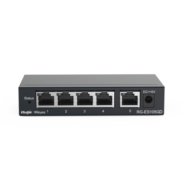 RG-ES105GD, switch no gestionado sin PoE de 5 puertos 10/100/1000 Mbps.