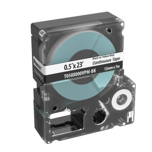 Casete de Etiquetas de Vinilo en Cinta Continua, Negro sobre Blanco, para Uso Interior/Exterior, 12 mm de Ancho x 7 m de Largo 1 Casete de Etiquetas de Vinilo en Cinta Continua, Negro sobre Blanco, para Uso Interior/Exterior, 12 mm de Ancho x 7 m de Largo