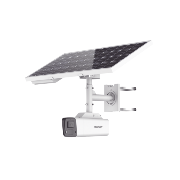 Kit Solar IP All in One, cámara bala ColorVu 4 Megapixel, lente de 4mm, panel solar, batería de respaldo de litio 23.2Ah (hasta 24 días), conexión 4G y accesorios de instalación.