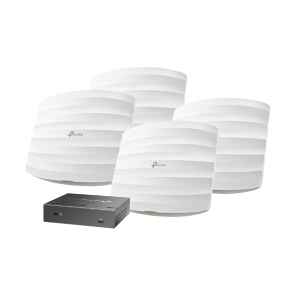 Kit de 4 Puntos de Acceso Omada: Doble banda 802.11ac, MU-MIMO, PoE af y Pasivo, 100 clientes, 1750 Mbps, con Controladora OC200.