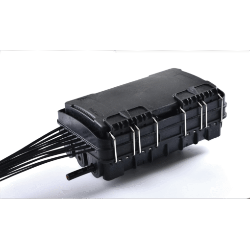 Caja de distribución de fibra óptica para 24 empalmes, con 16 acopladores SC/APC simplex. Exterior IP65 y color negro, ideal para instalaciones al aire libre. 6 Caja de distribución de fibra óptica para 24 empalmes, con 16 acopladores SC/APC simplex. Exterior IP65 y color negro, ideal para instalaciones al aire libre. - Imagen 6