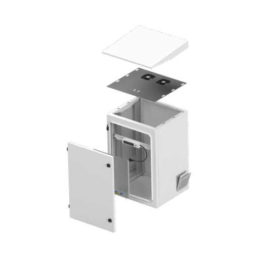 Gabinete de exterior con rack de 19" de 16U, ventiladores y termostato. Montaje a poste o torre se vende por separado. 5 Gabinete de exterior con rack de 19" de 16U, ventiladores y termostato. Montaje a poste o torre se vende por separado. - Imagen 5