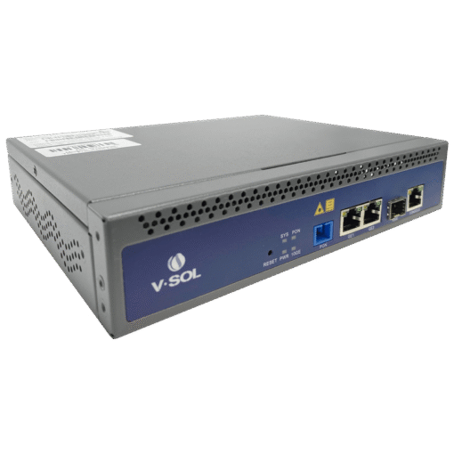 OLT GPON de 1 puerto para hasta 128 ONUs, con 2 puertos Gigabit Ethernet y 1 SFP/SFP+. Ideal para redes ópticas. 1 OLT GPON de 1 puerto para hasta 128 ONUs, con 2 puertos Gigabit Ethernet y 1 SFP/SFP+. Ideal para redes ópticas.