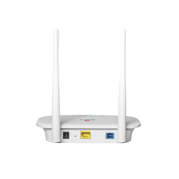 ONU Dual G/EPON con Wi-Fi en 2.4 GHz (hasta 300 Mbps) y 1 puerto LAN Gigabit. Ideal para conexiones rápidas.