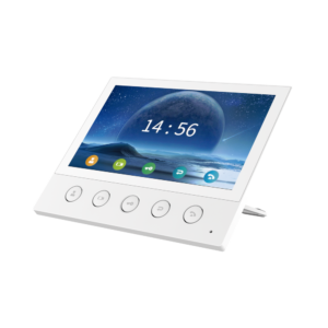 Monitor IP/SIP para interior, Wi-Fi, pantalla táctil de 7", audio de 2 vías, PoE, 8 interfaces de entrada de alarma.