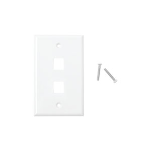 Placa de pared de 2 puertos, Keystone, Color Blanco