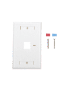 Placa de pared de 1 puerto, Keystone, con espacio para etiqueta, Color Blanco