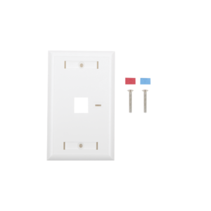 Placa de pared de 1 puerto, Keystone, con espacio para etiqueta, Color Blanco