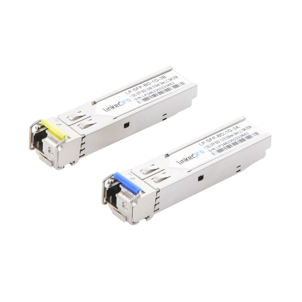 Transceptores Bidireccionales SFP (Mini-Gbic) / Monomodo / 1.25 Gbps de velocidad / Conector LC / Hasta 3 km de Distancia / 2 Piezas 1 Transceptores Bidireccionales SFP (Mini-Gbic) / Monomodo / 1.25 Gbps de velocidad / Conector LC / Hasta 3 km de Distancia / 2 Piezas