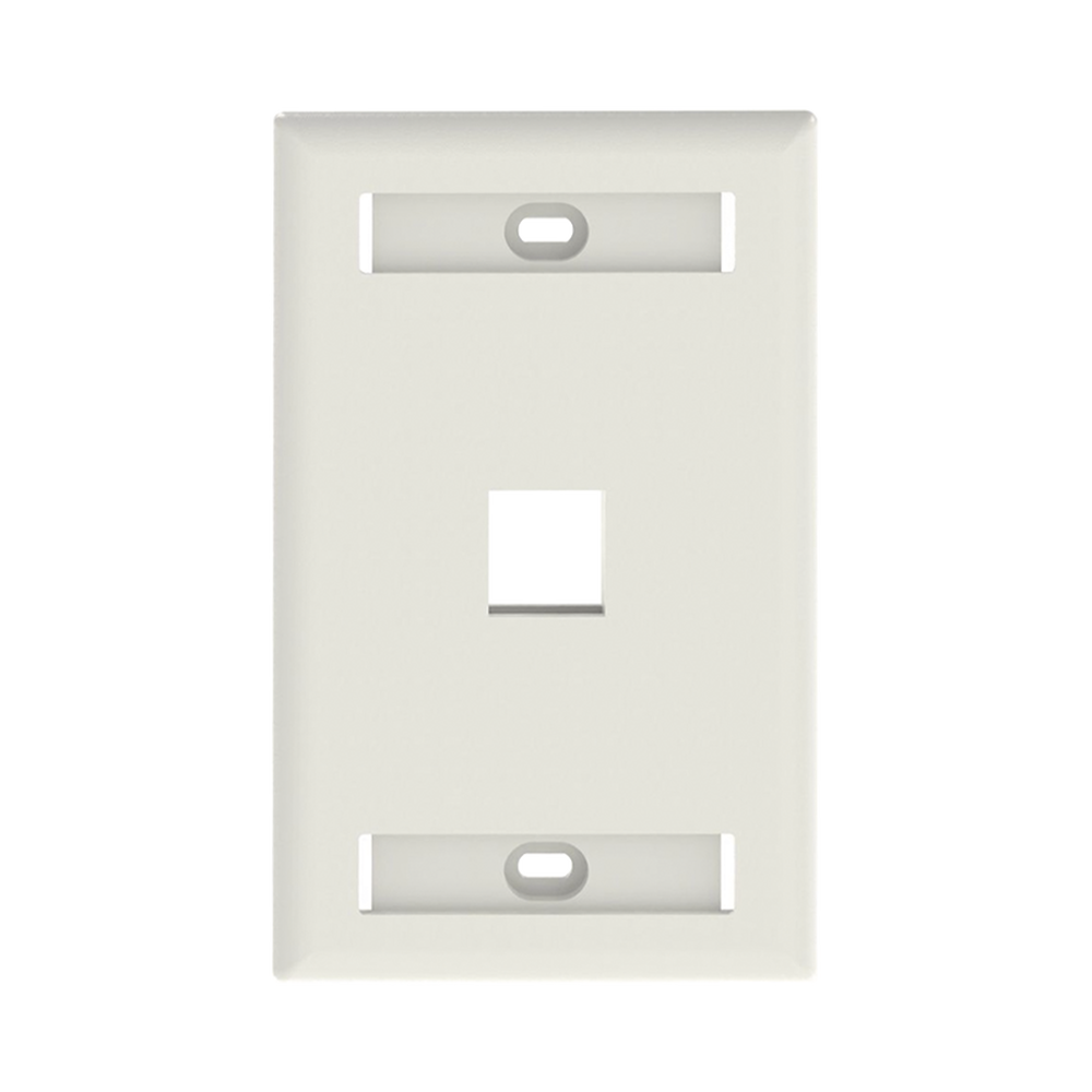 Placa de Pared Vertical, Salida Para 1 Puerto Keystone, Con Espacios Para Etiquetas, Color Blanco Mate 1 Placa de Pared Vertical, Salida Para 1 Puerto Keystone, Con Espacios Para Etiquetas, Color Blanco Mate