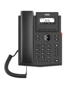 Teléfono IP empresarial para 2 lineas SIP con pantalla LCD, Códec Opus, conferencia de 3 vías, PoE.