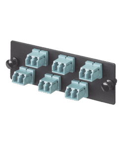 Placa Acopladora de Fibra Optica FAP, Con 6 Conectores LC Duplex (12 Fibras), Para Fibra Multimodo OM3/OM4, Color Aqua