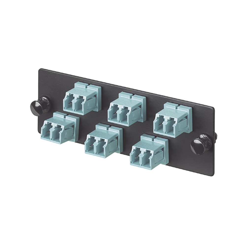 Placa Acopladora de Fibra Optica FAP, Con 6 Conectores LC Duplex (12 Fibras), Para Fibra Multimodo OM3/OM4, Color Aqua 1 Placa Acopladora de Fibra Optica FAP, Con 6 Conectores LC Duplex (12 Fibras), Para Fibra Multimodo OM3/OM4, Color Aqua