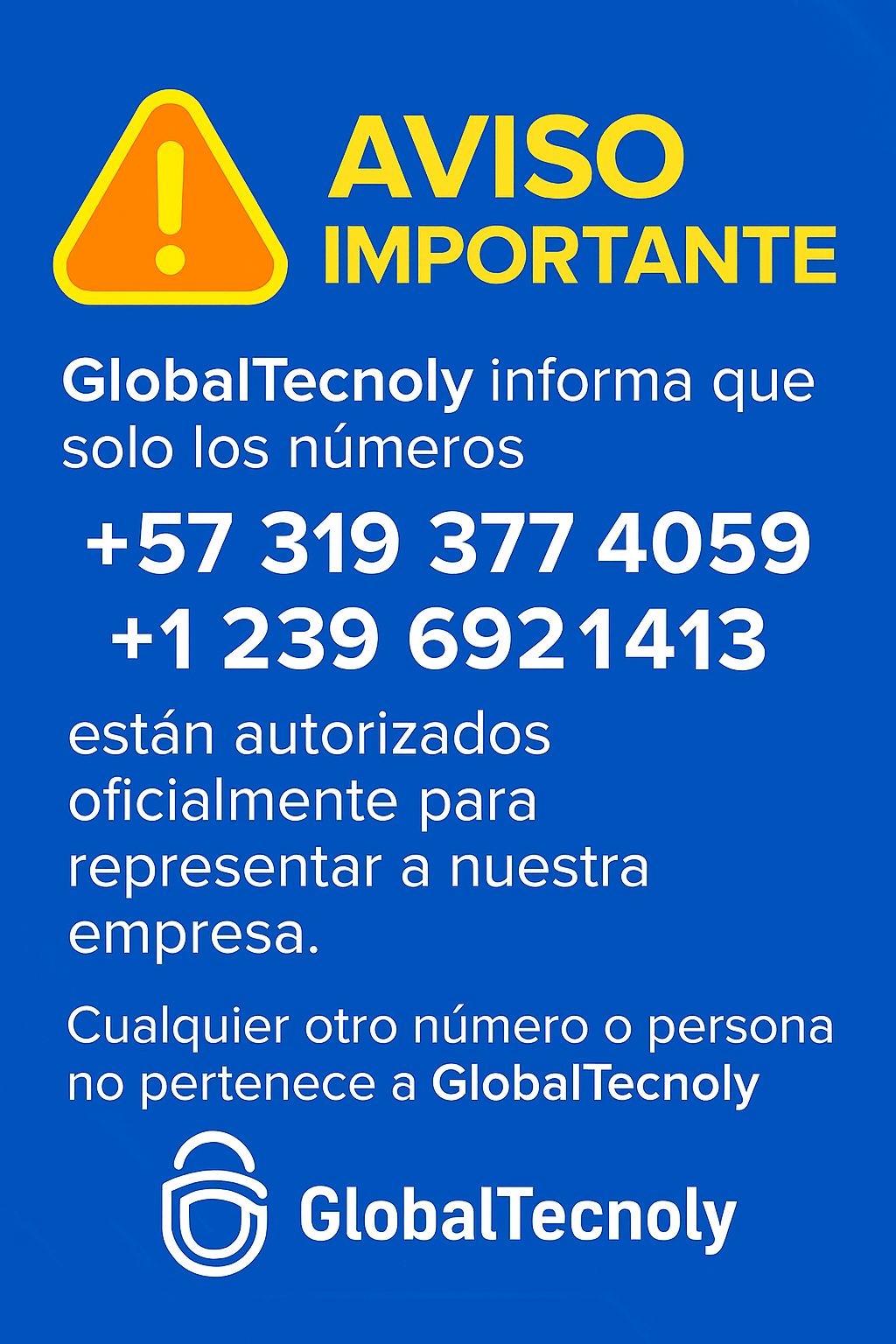 Aviso Importante GlobalTecnoly