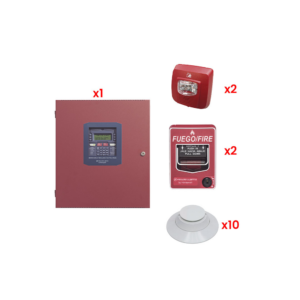 Kit Panel de Detección de Incendio Direccionable / 50 Puntos en Cualquier Combinación de Detectores y Módulos / 2 NAC's / Sin Comunicador / Certificado UL