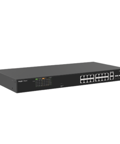 Alternative view of Switch PoE no administrable de 16 puertos 10/100 Mbps con 2 puertos Gigabit, visible en Ruijie Cloud, con un diseño de alta calidad y un presupuesto de PoE de 120 W