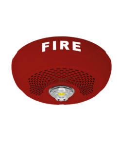 Bocina con Lámpara LED Estroboscópica / 2 Hilos / Montaje en Techo / 15 Hasta 117 Candelas / 1/4, 1/2, 1 y 2 W / Tamper Integrado / Texto en Inglés / Color Rojo