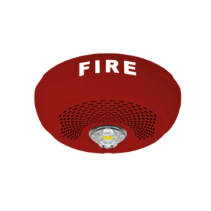 Bocina con Lámpara LED Estroboscópica / 2 Hilos / Montaje en Techo / 15 Hasta 117 Candelas / 1/4, 1/2, 1 y 2 W / Tamper Integrado / Texto en Inglés / Color Rojo