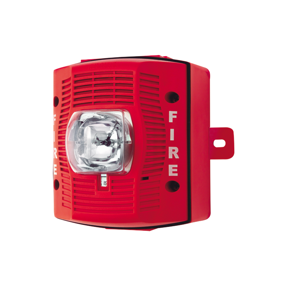 Bocina con Lámpara Estroboscópica para Exterior, con Configuración Estroboscópica Seleccionable, Color Rojo 1 Bocina con Lámpara Estroboscópica para Exterior, con Configuración Estroboscópica Seleccionable, Color Rojo