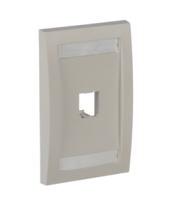 Alternative view of Placa de Pared Vertical Ejecutiva, Salida Para 1 Puerto Mini-Com, Con Espacios Para Etiquetas, Color Blanco Mate