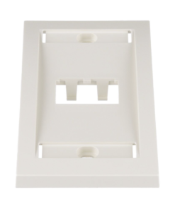 Placa de Pared Vertical Ejecutiva, Salida Para 2 Puertos Mini-Com, Con Espacios Para Etiquetas, Color Blanco Mate