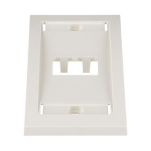 Placa de Pared Vertical Ejecutiva, Salida Para 2 Puertos Mini-Com, Con Espacios Para Etiquetas, Color Blanco Mate