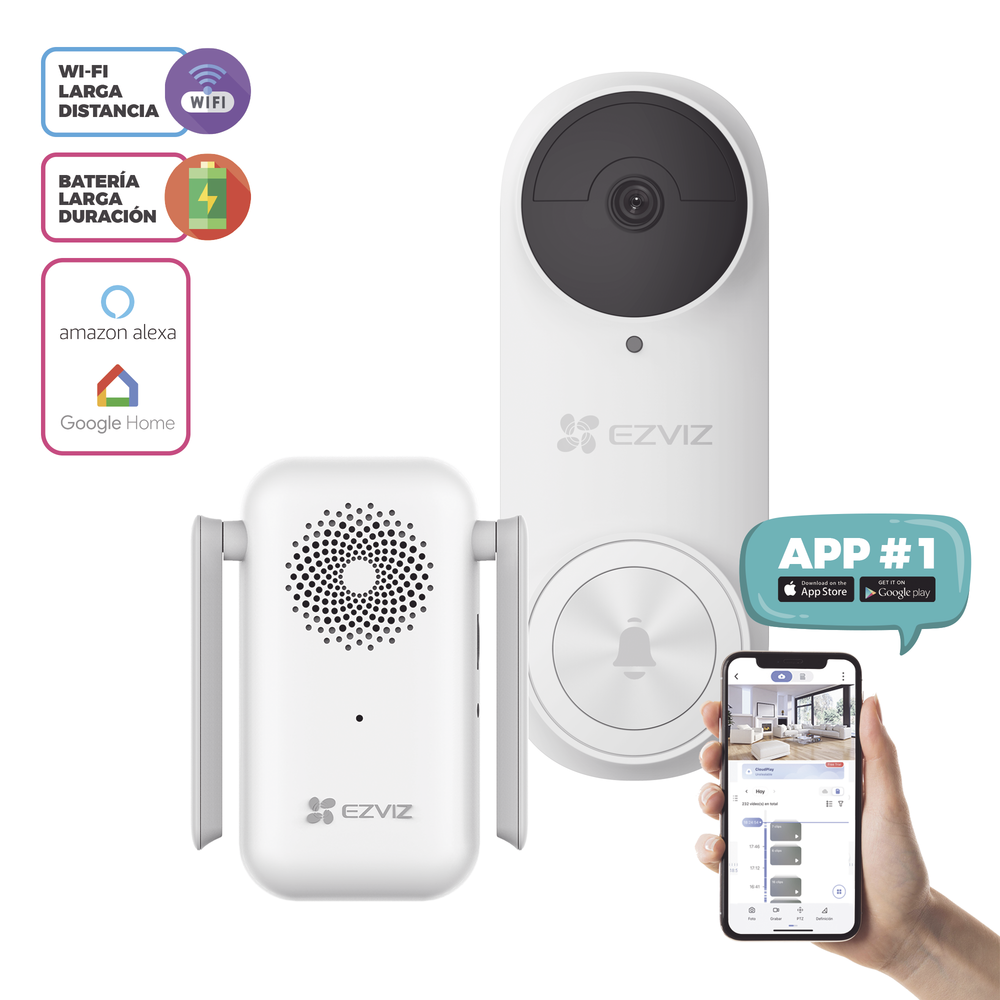 Timbre Wi-Fi (Doorbell) de Batería Recargable / Libre de Cables / Llamada a la App / Incluye Timbre Para Interior Con Timbres Seleccionables / Ranura para Memoria / Uso Interior 2 Timbre Wi-Fi (Doorbell) de Batería Recargable / Libre de Cables / Llamada a la App / Incluye Timbre Para Interior Con Timbres Seleccionables / Ranura para Memoria / Uso Interior - Imagen 2