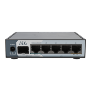 Router hEX S / 5 Puertos Gigabit Ethernet / 1 Puerto SFP 2.5G / Dual-Core ARM / 512 MB RAM / RouterOS V7 / PoE-In y PoE-Out / Montaje en Pared