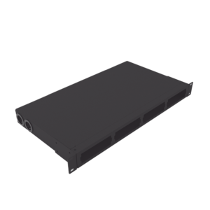 Distribuidor de fibra óptica vacio 19in, Acepta 4 placas Acopladoras de Linkedpro, hasta 48 fibras, 1UR, Incluye charola de empalme