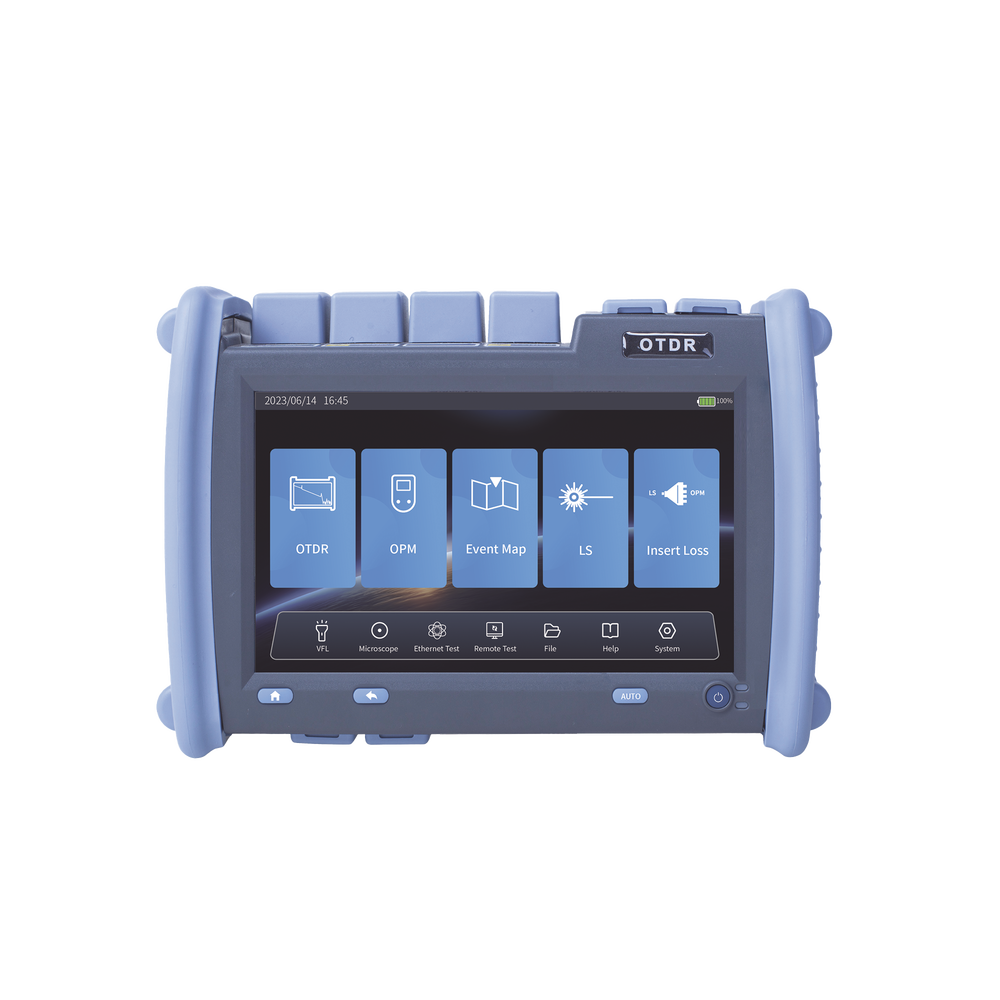 OTDR PRO de Alto Rendimiento para Enlaces de Fibra Óptica Monomodo y Multimodo / Longitudes de onda: 850nm, 1300nm, 1310nm y 1550nm / Zona Muerta por Evento de 0.8 Metros / Soporta Función VFL / Soporta Función VFL 1 OTDR PRO de Alto Rendimiento para Enlaces de Fibra Óptica Monomodo y Multimodo / Longitudes de onda: 850nm, 1300nm, 1310nm y 1550nm / Zona Muerta por Evento de 0.8 Metros / Soporta Función VFL / Soporta Función VFL