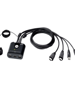 Switch KVM / USB FHD HDMI / de 2 Puertos en Formato Cable / 1920x1080 @ 60Hz (FHD) / HDCP 1.4 / Conecta y Controla 2 Equipos con un solo Monitor, Teclado y Mouse