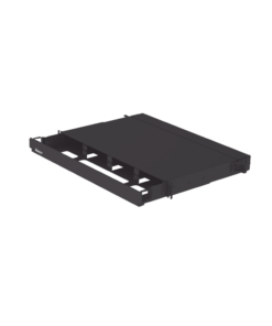 Panel de Distribución de Fibra Óptica, Acepta 4 Placas FAP o FMP, Bandeja Deslizable, Hasta 96 Fibras, Color Negro, 1UR