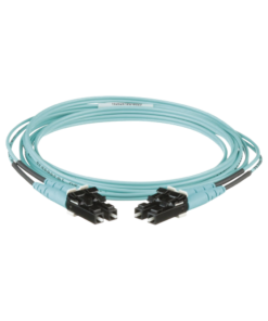 Jumper de Fibra Optica Multimodo 50/125 OM3, LC-LC Duplex, OFNR (Riser), Color Aqua, 2 Metros