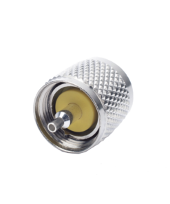 Conector UHF Macho (PL-259) de Anillo Plegable para Cable Coaxial RG-8/X, 9258, LMR-240, Níquel/ Plata/ Baquelita.