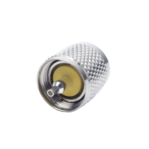 Conector UHF Macho (PL-259) de Anillo Plegable para Cable Coaxial RG-8/X, 9258, LMR-240, Níquel/ Plata/ Baquelita.