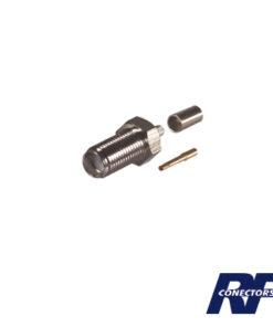 Conector SMA Hembra de Anillo Plegable para Cable RG-58/U, Niquel/ Oro / Teflón.